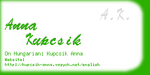 anna kupcsik business card